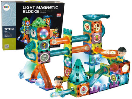 Świecąca Zjeżdżalnia Dla Kulek Klocki Magnetyczne 150 Elementów